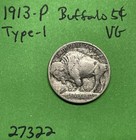 1913 P T1 Buffalo      Indian Head Nickel 5c Vg Very Good Type 1