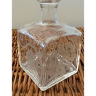 Vintage Square Glass Decanter Frosted Floral Etched Apothecary Bottle Clear