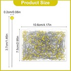 500 Pcs Sewing Pins  Yellow Glass Head Straight Pins Stainless Steel 