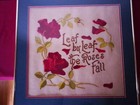 Antique Embroidery Embroidered - Leaf By Leaf The Roses Fall - 19th C  Framed