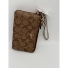 Nwt Coach F87591 Double Corner Zip Wristlet Wallet Signature Khaki Platinum