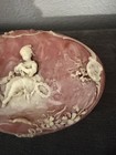 Vintage Incolay Stone Cameo Box Pink Oval Jewelry Trinket Vanity W hinge 70s Usa