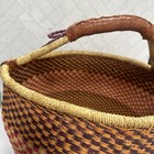 Large Bolga Hand Woven Market Hand Basket Excellent Condition Solid Red Stripes