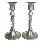 Sabbath Metal Candlesticks Pair 2 Bead Candle Holder Shabbat Judaica Star David