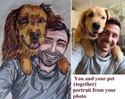 Custom You And Your Pet Portrait Dog Cat Animal Original Painting From Photo