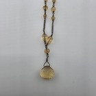 Vintage Sterling Silver 925 Yellow Glass Bead Necklace 16in Estate Jewelry