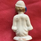Art Deco Porcelain Pin Cushion Half Doll Blue White Girl Holds Blue Rose 2 3 4   