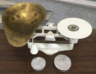 Vintage Penn Scale Phil Pa Baker Balance Beam Scale Brass Scoop 1 Lb 2 Lb Weight