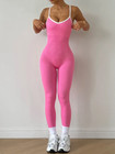Seamless Yoga Jumpsuit Women Gym Set Spaghetti Strap Leisure Workout Gym Legging