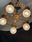Rewired Antique Vtg Arts Crafts Deco Chandelier Polychrome Light Virden Winthrop
