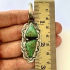 Navajo Royston Turquoise Pendant 2 75in R Boyd Sterling Two Stone Vintage Style
