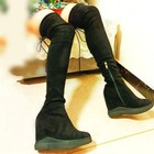 Women Soft Stretchy Thigh High Over The Knee Wedge Fashion Sneaker Boot Slim Leg