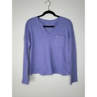 Women s V-neck Long Sleeve Pocket Front Waffle Knit Pullover Shirt Size Small