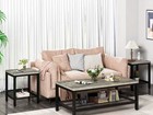 Modern Industrial Coffee Table And 2 End Side Tables Set For Living Room Office