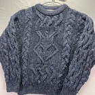 Aran Crafts Sweater Youth Boys Small Navy Blue Wool Cable Knit Fisherman 