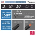 12 3 Black Oil Resistant Extension Cord 100 Ft Sjtow 12 Gauge Heavy Duty 3 Prong