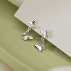 Women Girl 925 Sterling Silver Dangle Drop Butterfly Stud Earrings I107