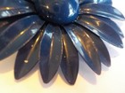 Vintage Estate Mid Century Modern Metal Navy Royal Blue Enamel Flower Brooch