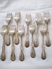 10 Holmes And Edwards American Beauty Rose Salad Forks  Silverplate 1909