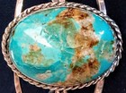 Vintage Navajo   Sterling Silver   Large Kingman Turquoise Nugget Cuff Bracelet