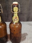 2 Vintage Grolsch Brown Glass Beer Bottle 9  Tall W ceramic Flip Top Swing Cap
