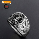 Jajafook Vintage Titanium Steel Us Military Air Force Ring Eagle 12  Silver