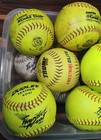 Softballs Used Batting Practice Lot Of 18 Thunder Yellow   White Game Used Gold