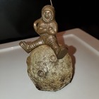 Vtg Brass Astronaut Man On Moon Lucite Nasa Armstrong Aldrin - Marvin Wernick