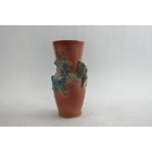 Royal Copley Ceramic Vase Small Pink Blue Floral Embossed Vintage Excellent