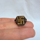 Yellow Lima Copper Tibetan Swastika Buddhism Protective Amulet Adjustable Ring