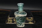 Genuine Ancient Roman Glass Bottle Container With Blue Patina From Middle East