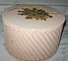 Vintage Pink Wicker Harvey Sewing Basket  Wild Roses Floral Design
