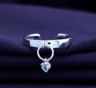 Heart Dangle Toe Ring In 14k White Gold Plated Sterling Silver Cubic Zirconia