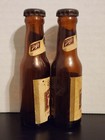 Vintage Schlitz Beer Bottle Salt Pepper Shakers Amber Glass Pair