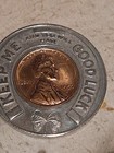 1957 D encased Wheat Penny Lincoln Cent Good Luck Keep Me   Elect Kowal Mayor 