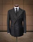 Black Striped Men s Suits Peak Lapel Double Breasted Formal Wedding Groom Tuxedo