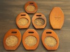 Vintage 1960s Mcm Milbern Wooden Wood Coaster Set Stacking Cork 7 Pc