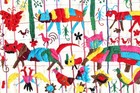 Stunning Vintage Hand Embroidered Mexican Otomi Folk Art Wall Tapestry tenangos