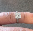 2 5ct  Pave Princess Cut Diamond Engagement Ring Si1 Color F 18k Gold
