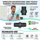 Wireless Lavalier Microphone For Iphone Ipad Dual Mic Lightning Clip-on Podcast