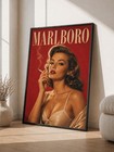 Vintage Marlboro Poster  1950s Glamour Woman Wall Art  Retro Red Print  Unframed