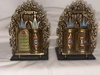 Vintage Jerusalem Jewish Heavy Brass   Enamel Bookends  Ten Commandments