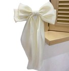 Ivory Cream Satin Stylish Bow With Big Ribbon Hair Clip All Hair Types Non Slip