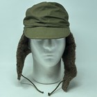 Vintage Korean War Pile Field Cap Hat Fitted 7 Ear Flaps Military Army 50s Green