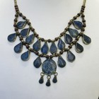 Beautiful Afghanistan Lapis Lazuli Stone Old Brass Unique Vintage Necklace 