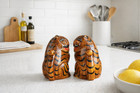 Handmade Korean Folk Art Wooden Tiger Home Decor Sculpture Set Of 2 Gift