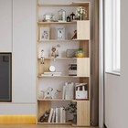 35 4 In  Wide Bright Wood Grain 7-shelves Accent Bookcase  Open Back Bookshelf 