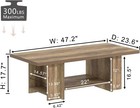 Wood Coffee Table Modern Center Table For Living Room W  Bottom Storage Shelf  