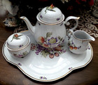 6 Piece Hollohaza 1831 Porcelain Handpainted Tea Set With Large Platter