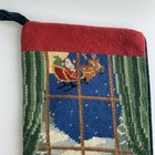 Needlepoint Stocking Little Girl Looking Out Window At Santa Reindeer Vintage